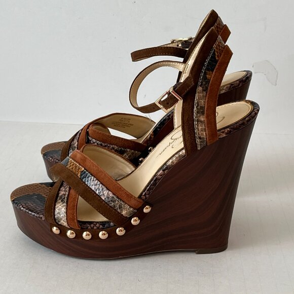 Jessica Simpson Tellira Multicolor Platform Wedge Heel Sandals Studs Size 7M - Picture 4 of 16